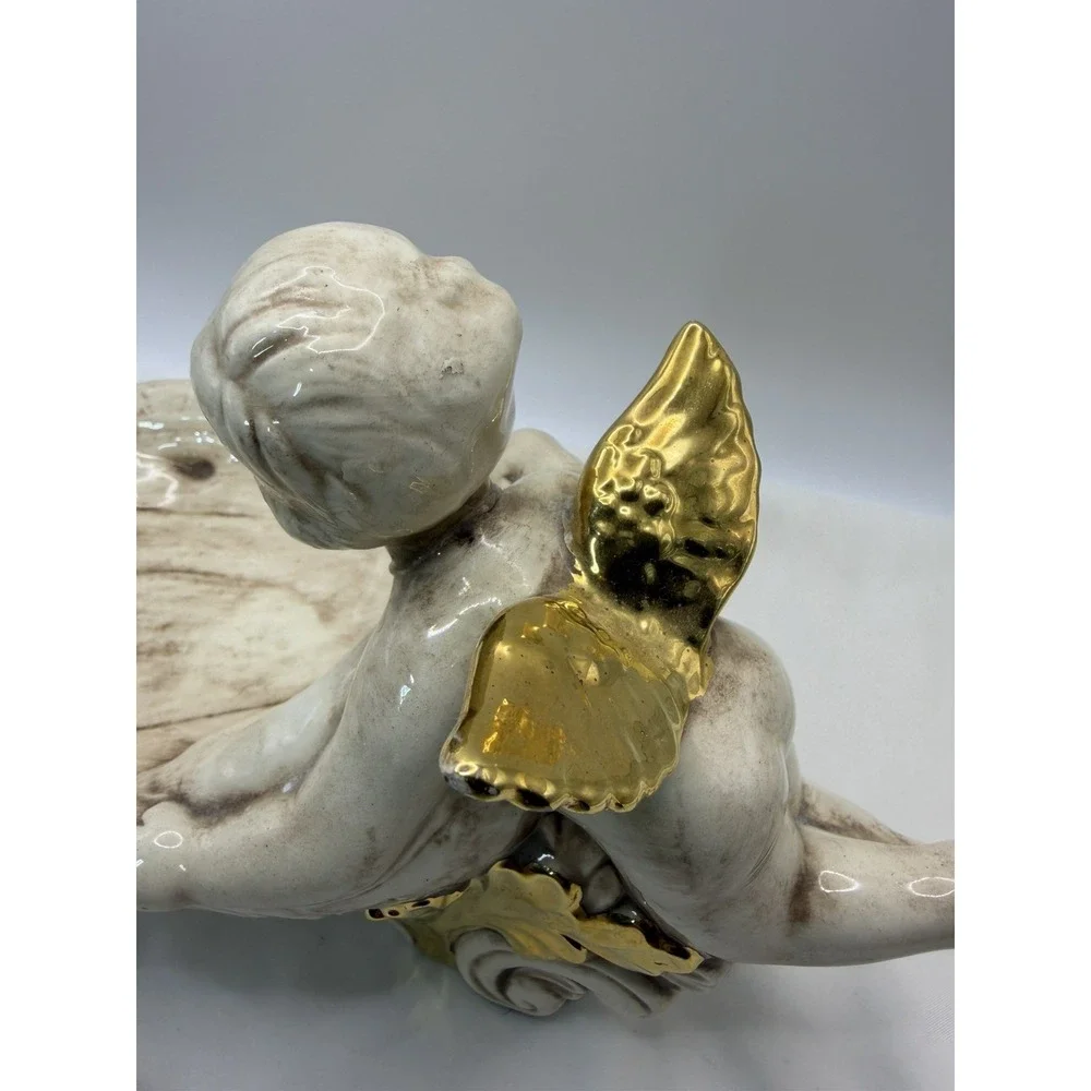 Cherub Angel Floral Ceramic Decorative Dish Tray 11